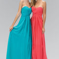 Strapless Chiffon Long Dress with Pleated Bodice