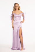 Sweetheart Neckline Satin Long Dress w/ Slit